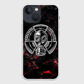 Чехол для iPhone 13 mini с принтом CHERNOBYL NEVER AGAIN в Кировске,  |  | Тематика изображения на принте: 1986 | chernobyl | metro | never again | stalker | ussr | город призрак | диггер | дигер | заброшка | метро | противогаз | радиация | ссср | сталкер | чернобыль