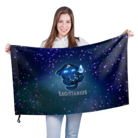 Флаг 3D с принтом Стрелец в Кировске, 100% полиэстер | плотность ткани — 95 г/м2, размер — 67 х 109 см. Принт наносится с одной стороны | вселенная | гороскоп | знаки зодиака | зодиак | космос | медитация | планеты