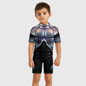 Детский купальный костюм 3D с принтом Робокоп в Кировске, Полиэстер 85%, Спандекс 15% | застежка на молнии на спине | 90 е | robocop | броня | железный | костюм | машина | робот | стальной | торс