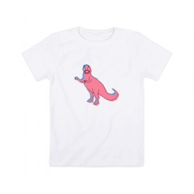 Детская футболка хлопок с принтом Динозавр в Кировске, 100% хлопок | круглый вырез горловины, полуприлегающий силуэт, длина до линии бедер | динозавр | рисунок