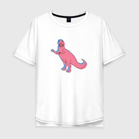 Мужская футболка хлопок Oversize с принтом Динозавр в Кировске, 100% хлопок | свободный крой, круглый ворот, “спинка” длиннее передней части | Тематика изображения на принте: динозавр | рисунок