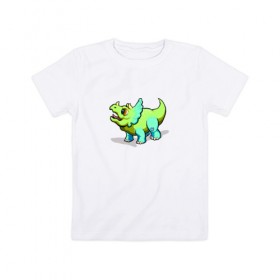 Детская футболка хлопок с принтом Динозавр в Кировске, 100% хлопок | круглый вырез горловины, полуприлегающий силуэт, длина до линии бедер | 