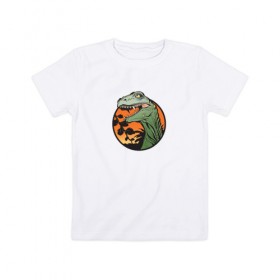 Детская футболка хлопок с принтом Динозавр в Кировске, 100% хлопок | круглый вырез горловины, полуприлегающий силуэт, длина до линии бедер | динозавр | рисунок