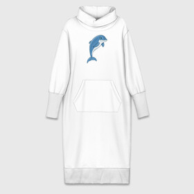 Платье удлиненное хлопок с принтом Дельфин в Кировске,  |  | дельфин | милота | рисунок