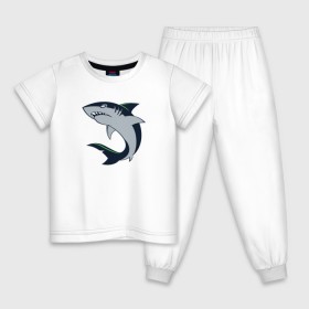 Детская пижама хлопок с принтом Акула в Кировске, 100% хлопок |  брюки и футболка прямого кроя, без карманов, на брюках мягкая резинка на поясе и по низу штанин
 | Тематика изображения на принте: акула | рисунок