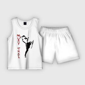 Детская пижама с шортами хлопок с принтом Muay Thai в Кировске,  |  | blood | blood sport | box | boxing | martial | muai | muai thai | thai box | thailand | боевое искуство | бои | бокс | драка | кикбоксинг | кровавый спорт | муай тай | муай тхай | спорт | тайланд | тайский бокс
