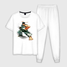 Мужская пижама хлопок с принтом Street Fighter Ryu в Кировске, 100% хлопок | брюки и футболка прямого кроя, без карманов, на брюках мягкая резинка на поясе и по низу штанин
 | street fighter ryu