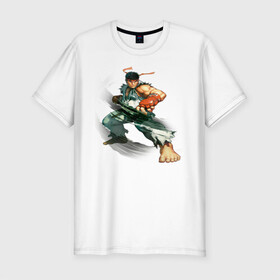 Мужская футболка хлопок Slim с принтом Street Fighter Ryu в Кировске, 92% хлопок, 8% лайкра | приталенный силуэт, круглый вырез ворота, длина до линии бедра, короткий рукав | street fighter ryu