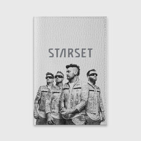 Обложка для паспорта матовая кожа с принтом Starset Band в Кировске, натуральная матовая кожа | размер 19,3 х 13,7 см; прозрачные пластиковые крепления | logo | rock | starset | лого | рок | старсет