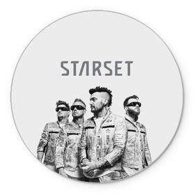 Коврик для мышки круглый с принтом Starset Band в Кировске, резина и полиэстер | круглая форма, изображение наносится на всю лицевую часть | logo | rock | starset | лого | рок | старсет