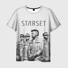 Мужская футболка 3D с принтом Starset Band в Кировске, 100% полиэфир | прямой крой, круглый вырез горловины, длина до линии бедер | logo | rock | starset | лого | рок | старсет