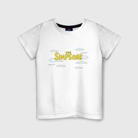 Детская футболка хлопок с принтом Симпсоны в Кировске, 100% хлопок | круглый вырез горловины, полуприлегающий силуэт, длина до линии бедер | simpson | simpsons | заставка | логотип | надпись | название | небо | облака | семейка | симпсон | симпсоны | шрифт