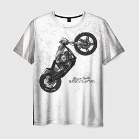 Мужская футболка 3D с принтом Vintage Chopper Motorcycle в Кировске, 100% полиэфир | прямой крой, круглый вырез горловины, длина до линии бедер | Тематика изображения на принте: 
