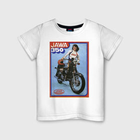 Детская футболка хлопок с принтом Ява в Кировске, 100% хлопок | круглый вырез горловины, полуприлегающий силуэт, длина до линии бедер | Тематика изображения на принте: jawa | jawa 350 | jawa мотоциклы | купить jawa | мотоцикл | мотоцикл ява | ява | ява 350