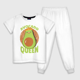 Детская пижама хлопок с принтом Авокадо Королева в Кировске, 100% хлопок |  брюки и футболка прямого кроя, без карманов, на брюках мягкая резинка на поясе и по низу штанин
 | avocado | queen | авокадо | королева | королевы | надписи | надпись