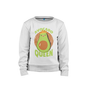 Детский свитшот хлопок с принтом Авокадо Королева в Кировске, 100% хлопок | круглый вырез горловины, эластичные манжеты, пояс и воротник | avocado | queen | авокадо | королева | королевы | надписи | надпись