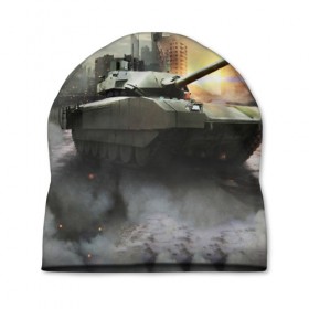 Шапка 3D с принтом ТАНК в Кировске, 100% полиэстер | универсальный размер, печать по всей поверхности изделия | game | tank | war | боевой танк | война | выстрел | дым | игра | искры | огонь | пламя | танк | танки | танкист | техника