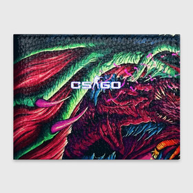 Обложка для студенческого билета с принтом CS:GO HYPER BEAST в Кировске, натуральная кожа | Размер: 11*8 см; Печать на всей внешней стороне | Тематика изображения на принте: awp | counter strike | cs go | cs go global offensive | hyper beast | skin cs | team cs | команды cs | скины оружия | скоростной зверь | хайпер бист