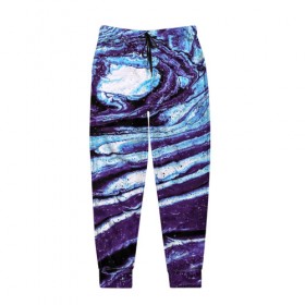 Мужские брюки 3D с принтом Фиолетовые краски металлик в Кировске, 100% полиэстер | манжеты по низу, эластичный пояс регулируется шнурком, по бокам два кармана без застежек, внутренняя часть кармана из мелкой сетки | 