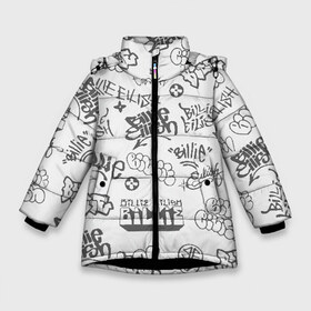 Зимняя куртка для девочек 3D с принтом Billie Eilish Graffiti Gray в Кировске, ткань верха — 100% полиэстер; подклад — 100% полиэстер, утеплитель — 100% полиэстер. | длина ниже бедра, удлиненная спинка, воротник стойка и отстегивающийся капюшон. Есть боковые карманы с листочкой на кнопках, утяжки по низу изделия и внутренний карман на молнии. 

Предусмотрены светоотражающий принт на спинке, радужный светоотражающий элемент на пуллере молнии и на резинке для утяжки. | Тематика изображения на принте: billie | eilish | graffiti | grunge | айлиш | беляш | беляшик | билли | биляш | граффити | татуировки