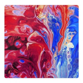 Магнитный плакат 3Х3 с принтом Синие и красные разводы в Кировске, Полимерный материал с магнитным слоем | 9 деталей размером 9*9 см | abstract | acrylic | art | color | liquid | modern | paint | painting | splash | абстракция | акрил | арт | брызги | жидкость | искусство | краска | пятна | рисунок | современный