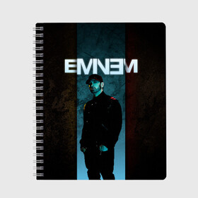 Тетрадь с принтом Eminem в Кировске, 100% бумага | 48 листов, плотность листов — 60 г/м2, плотность картонной обложки — 250 г/м2. Листы скреплены сбоку удобной пружинной спиралью. Уголки страниц и обложки скругленные. Цвет линий — светло-серый
 | emenem | eminem | hip hop | hiphop | kamikaze | marshal mathers | marshall | marshall mathers | rap | rap god | revival | slim shadi | slim shady | venom | еминем | олдскул | реп | рэп | хипхоп | эминем
