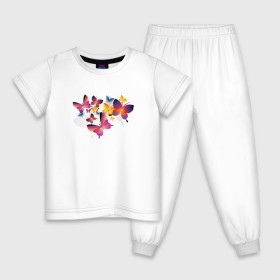 Детская пижама хлопок с принтом Бабочки в Кировске, 100% хлопок |  брюки и футболка прямого кроя, без карманов, на брюках мягкая резинка на поясе и по низу штанин
 | бабочки | красота | милота | рисунок