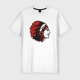 Мужская футболка премиум с принтом Индеец в Кировске, 92% хлопок, 8% лайкра | приталенный силуэт, круглый вырез ворота, длина до линии бедра, короткий рукав | индеец | индейцы | перья | рисунок