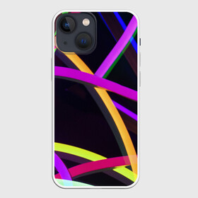 Чехол для iPhone 13 mini с принтом Светящиеся полосы в Кировске,  |  | abstract | neon | абстрактно | абстрактный | абстракция | линии | неон | неонка | неоновая | неоновые | неоновый | полоски | полосы | разноцветные | светящиеся | цветные