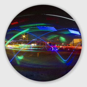 Коврик для мышки круглый с принтом Neon в Кировске, резина и полиэстер | круглая форма, изображение наносится на всю лицевую часть | neon | город | города | городе | городом | городской | неон | неонка | неоновые | неоновый | свет | светящиеся | светящийся | светящимся