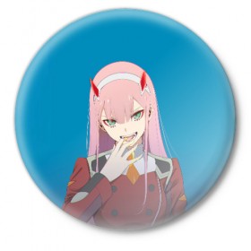 Значок с принтом Darling In The Franxx в Кировске,  металл | круглая форма, металлическая застежка в виде булавки | 02 | anime | darling in the franxx | hiro | manga | zero two | аниме | ахегао | любимый во франксе | манга | милый во франксе | ноль два | хиро