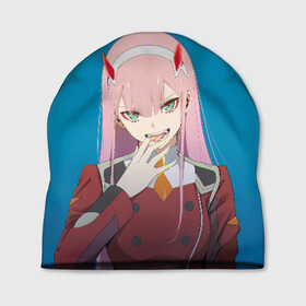 Шапка 3D с принтом Darling In The Franxx в Кировске, 100% полиэстер | универсальный размер, печать по всей поверхности изделия | 02 | anime | darling in the franxx | hiro | manga | zero two | аниме | ахегао | любимый во франксе | манга | милый во франксе | ноль два | хиро