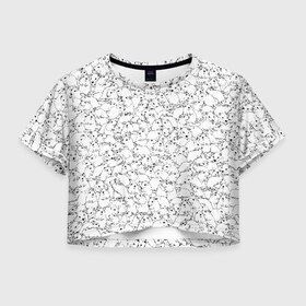Женская футболка Cropp-top с принтом Белые мыши в Кировске, 100% полиэстер | круглая горловина, длина футболки до линии талии, рукава с отворотами | белый | грызуны | крыса | мышка | мышь | петтерн | стая | толпа