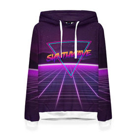 Женская толстовка 3D с принтом SYNTHWAVE / RETROWAVE в Кировске, 100% полиэстер  | двухслойный капюшон со шнурком для регулировки, мягкие манжеты на рукавах и по низу толстовки, спереди карман-кенгуру с мягким внутренним слоем. | hotline miami | neon | outrun | outrun electro | retrowave | synth | synthwave | неон | хотлайн майами