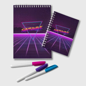 Блокнот с принтом SYNTHWAVE RETROWAVE в Кировске, 100% бумага | 48 листов, плотность листов — 60 г/м2, плотность картонной обложки — 250 г/м2. Листы скреплены удобной пружинной спиралью. Цвет линий — светло-серый
 | Тематика изображения на принте: hotline miami | neon | outrun | outrun electro | retrowave | synth | synthwave | неон | хотлайн майами