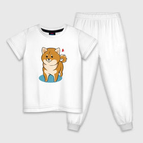 Детская пижама хлопок с принтом Шиба-ину в Кировске, 100% хлопок |  брюки и футболка прямого кроя, без карманов, на брюках мягкая резинка на поясе и по низу штанин
 | милашка | пёсик | пушистик | собака | шиба ину | щенок