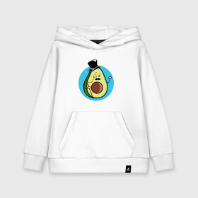 Детская толстовка хлопок с принтом Mr Avocado в Кировске, 100% хлопок | Круглый горловой вырез, эластичные манжеты, пояс, капюшен | Тематика изображения на принте: авокадо | еда | сеньор | сноб | усы | фрукты