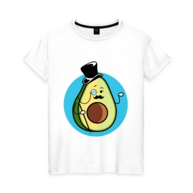 Женская футболка хлопок с принтом Mr. Avocado в Кировске, 100% хлопок | прямой крой, круглый вырез горловины, длина до линии бедер, слегка спущенное плечо | авокадо | еда | сеньор | сноб | усы | фрукты