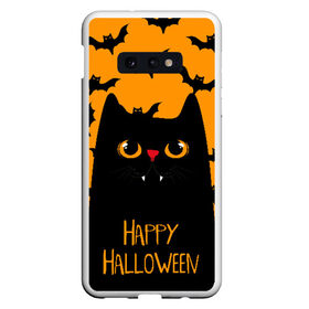 Чехол для Samsung S10E с принтом Happy halloween в Кировске, Силикон | Область печати: задняя сторона чехла, без боковых панелей | Тематика изображения на принте: halloween | horror | вампир | кот | кот вампир | котик | кошка | летучие мыши | мыши | пятница 13 | страшилки | страшно | ужасы | хоррор | хэллоуин