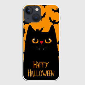 Чехол для iPhone 13 mini с принтом Happy halloween в Кировске,  |  | halloween | horror | вампир | кот | кот вампир | котик | кошка | летучие мыши | мыши | пятница 13 | страшилки | страшно | ужасы | хоррор | хэллоуин