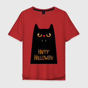 Мужская футболка хлопок Oversize с принтом Happy halloween в Кировске, 100% хлопок | свободный крой, круглый ворот, “спинка” длиннее передней части | 