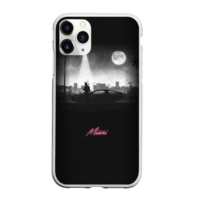 Чехол для iPhone 11 Pro Max матовый с принтом Miami Black в Кировске, Силикон |  | hotlinemimai | outrun | retrowave | synth | synthwave | горячая линия | звериная | классика | маска | маями | минимализм | фанат | чб | черно белая