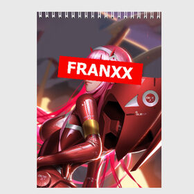 Скетчбук с принтом Darling In The Franxx в Кировске, 100% бумага
 | 48 листов, плотность листов — 100 г/м2, плотность картонной обложки — 250 г/м2. Листы скреплены сверху удобной пружинной спиралью | 02 | anime | darling in the franxx | hiro | manga | zero two | аниме | ахегао | любимый во франксе | манга | милый во франксе | ноль два | хиро