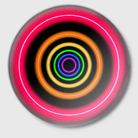 Значок с принтом Neon в Кировске,  металл | круглая форма, металлическая застежка в виде булавки | neon | абстрактно | абстрактный | абстракция | кругами | круги | круглая | круглый | круглыми | кружки | крушки | неон | неонка | неоновые | неоновый | светящийся | яркий