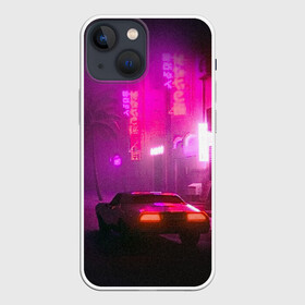 Чехол для iPhone 13 mini с принтом НЕОНОВЫЙ ГОРОД | NEON CITY в Кировске,  |  | hotline miami | neon | new retro wave | outrun | outrun electro | retro | retrowave | synth | synthwave | неон | ретро | хотлайн майами