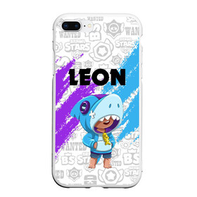 Чехол для iPhone 7Plus/8 Plus матовый с принтом BRAWL STARS LEON SHARK в Кировске, Силикон | Область печати: задняя сторона чехла, без боковых панелей | android | brawl stars | colt | crow | games | leon | penny | poco. | shelly | spike | wanted | брав | бравл старс | звезды | игры | мобильные игры | старс