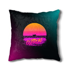 Подушка 3D с принтом OUTRUN RETROWAVE в Кировске, наволочка – 100% полиэстер, наполнитель – холлофайбер (легкий наполнитель, не вызывает аллергию). | состоит из подушки и наволочки. Наволочка на молнии, легко снимается для стирки | Тематика изображения на принте: hotline miami | neon | new retro wave | outrun | outrun electro | retro | retrowave | synth | synthwave | неон | ретро | хотлайн майами