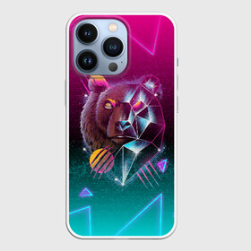 Чехол для iPhone 13 Pro с принтом RETRO CYBER BEAR NEON в Кировске,  |  | Тематика изображения на принте: hotline miami | neon | new retro wave | outrun | outrun electro | retro | retrowave | synth | synthwave | медведь | неон | ретро | хотлайн майами