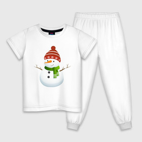 Детская пижама хлопок с принтом Снеговик в Кировске, 100% хлопок |  брюки и футболка прямого кроя, без карманов, на брюках мягкая резинка на поясе и по низу штанин
 | в подарок | дед мороз | зима | новогодние | новый год | подарок | рождество | с новым годом | снег | снеговик