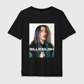 Мужская футболка хлопок Oversize с принтом BILLIE EILISH в Кировске, 100% хлопок | свободный крой, круглый ворот, “спинка” длиннее передней части | bilie | billi | billie | eilish | eillish | elish | ellish | айлиш | алиш | били | билли | эйлиш | элиш